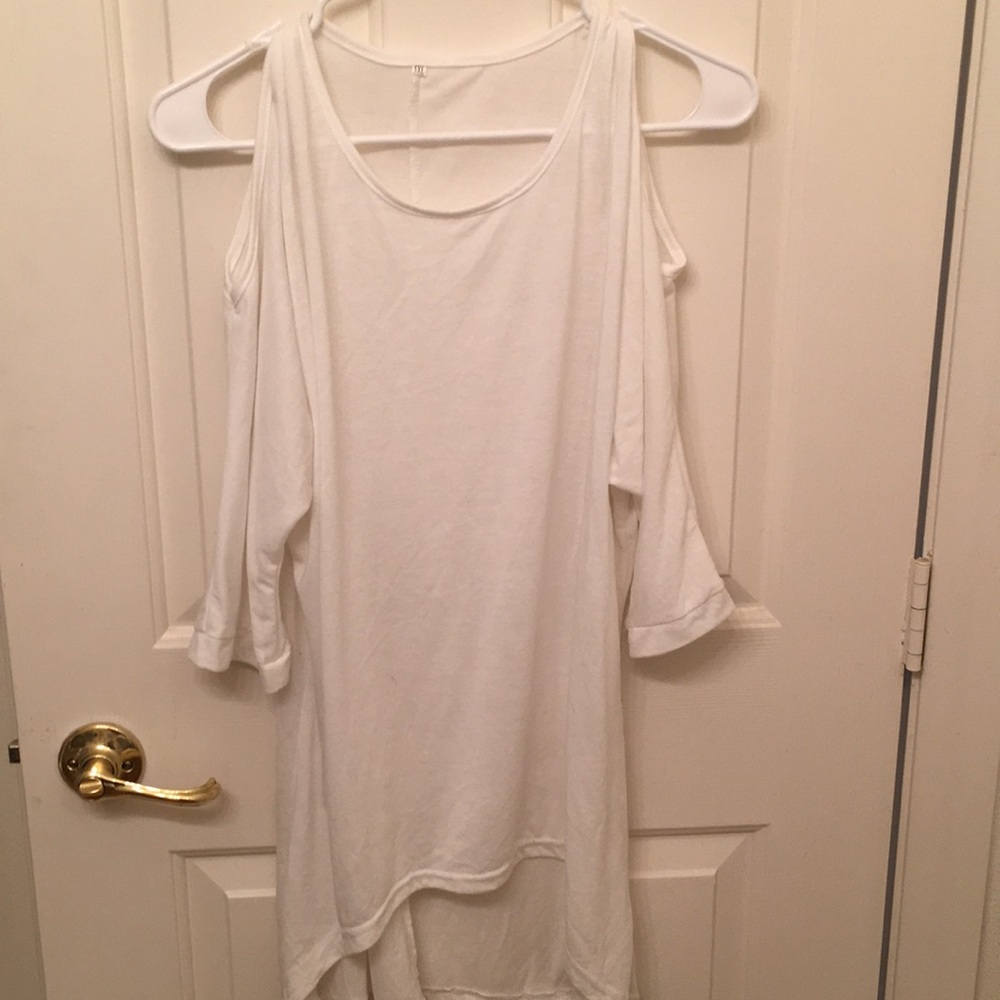 White Top with Cut Out Shoulders